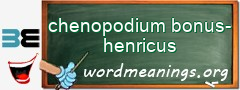 WordMeaning blackboard for chenopodium bonus-henricus
